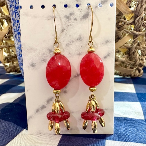 Pink Stone Earrings - Picture 2 of 2